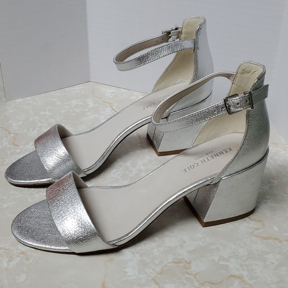 Kenneth Cole Silver Platform Shoes 10